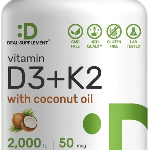 Vitamina D3 2000 IU + K2 50 mcg 250 Softgels