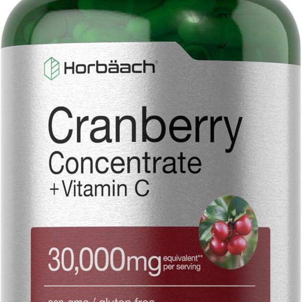 Horbaach Cranberry + Vitamina C 30,000 mg 120 Caps Salud Urinaria