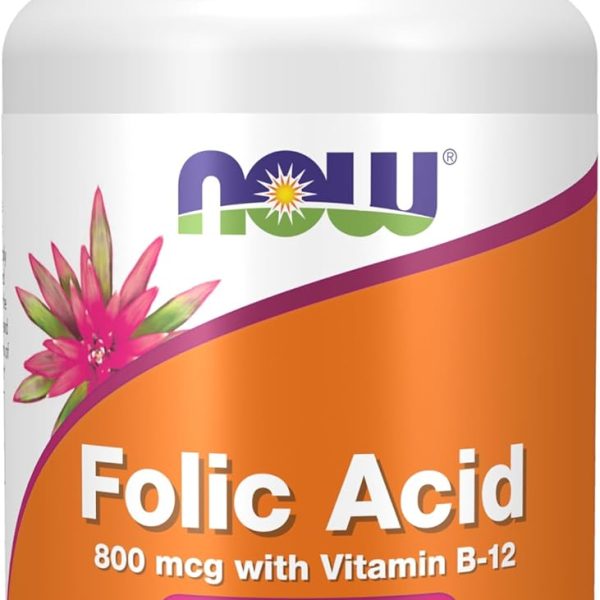 Now Ácido Fólico 800 mcg + B12 250 Tabs Sangre y Energía Celular